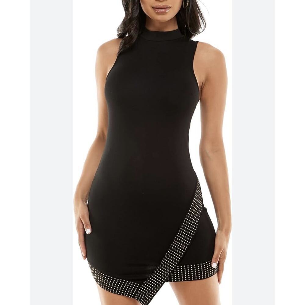 bebe Black Studded Bodycon Mini Dress